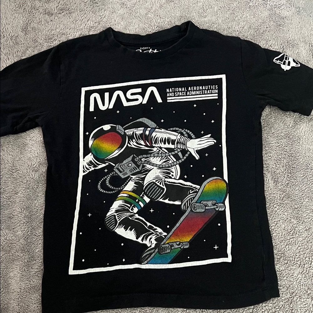 Eighty Eight Black NASA Astronaut Skateboard Rainbow Graphic Tee